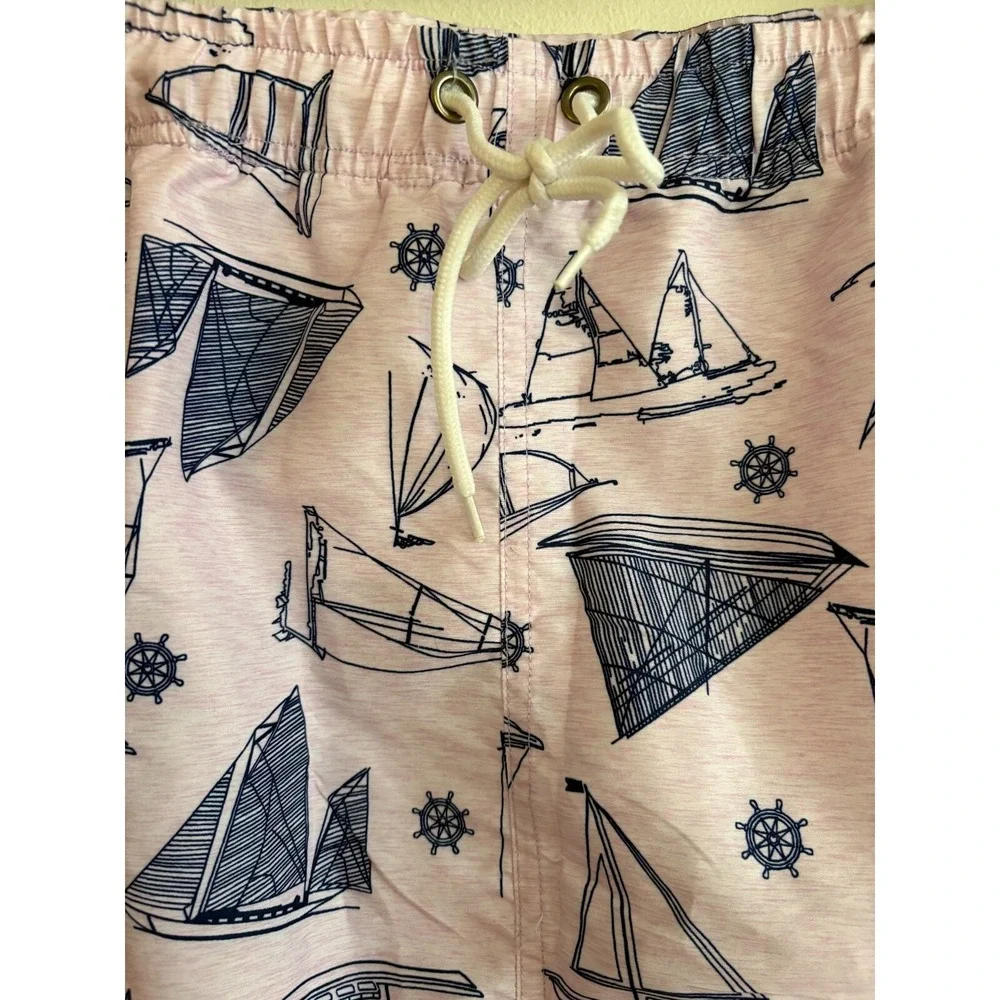 EUC US Polo Assn Pink Sailboat Print Lined‎ Swim Trunks Shorts Men's Sz 4XL